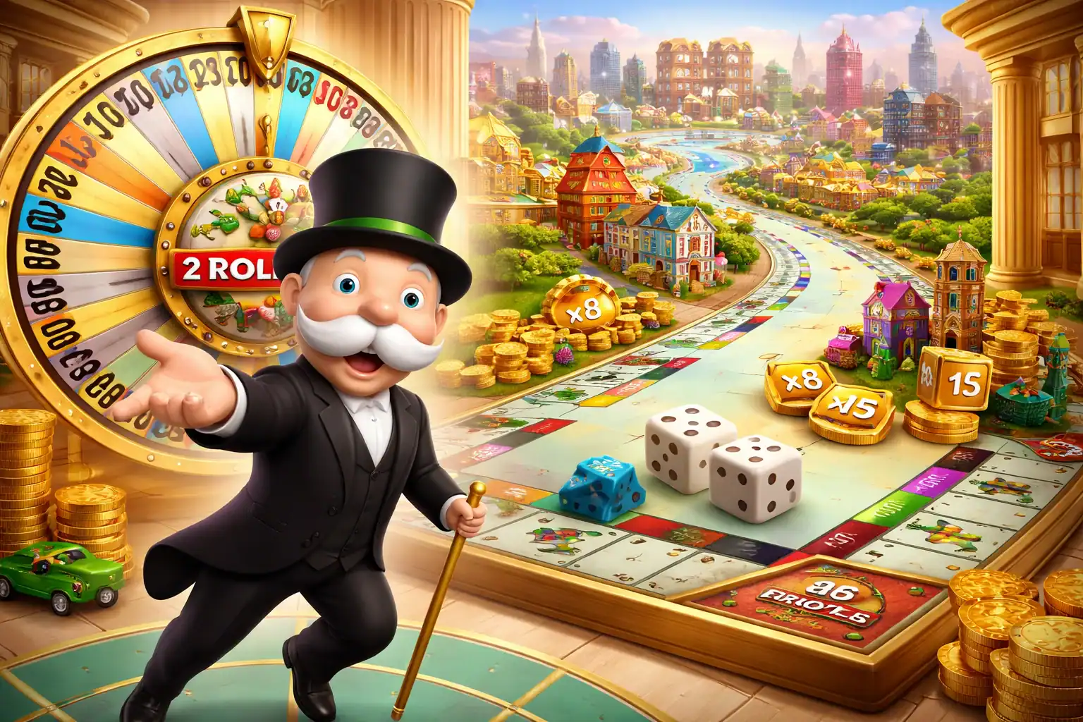 Monopoly Live bonus con tablero 3D y ruleta en vivo